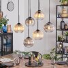 Koyoto Lampadario a sospensione, Lampada a sfera, Lampada a sospensione Ambrato, Chiaro, Grigio fumo, 6-Luci
