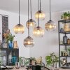 Koyoto Lampadario a sospensione, Lampada a sfera, Lampada a sospensione Ambrato, Chiaro, Grigio fumo, 6-Luci