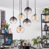 Koyoto Lampadario a sospensione, Lampada a sfera, Lampada a sospensione Ambrato, Chiaro, Grigio fumo, 6-Luci