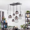 Koyoto Lampadario a sospensione, Lampada a sfera, Lampada a sospensione Grigio fumo, 6-Luci