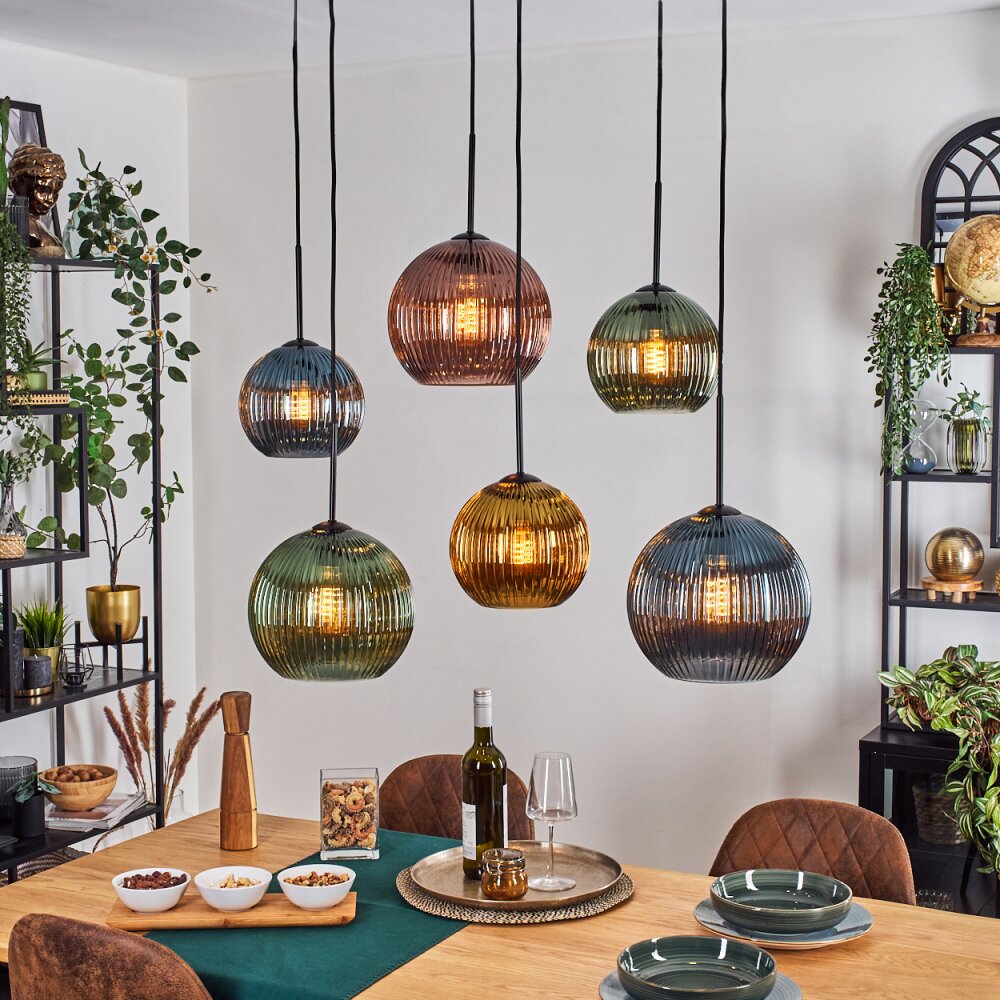 Koyoto Lampadario a sospensione, Lampada a sfera, Lampada a sospensione Blu, Oro, Verde, Ramato, 6-Luci main product photo
