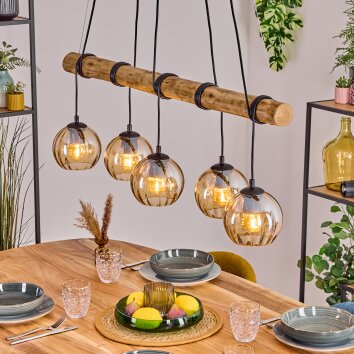 Koyoto Lampadario a sospensione, Lampada a sfera, Lampada a sospensione Écru, Nero, 5-Luci