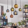Koyoto Lampadario a sospensione, Lampada a sfera, Lampada a sospensione Blu, Oro, Verde, Ramato, 6-Luci
