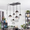 Koyoto Lampadario a sospensione, Lampada a sfera, Lampada a sospensione Chiaro, Grigio fumo, 6-Luci