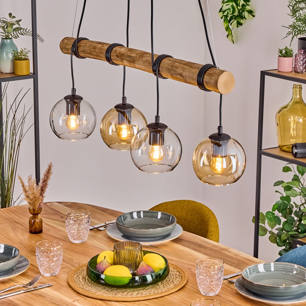 Koyoto Lampadario a sospensione, Lampada a sfera, Lampada a sospensione Écru, Nero, 4-Luci main product photo