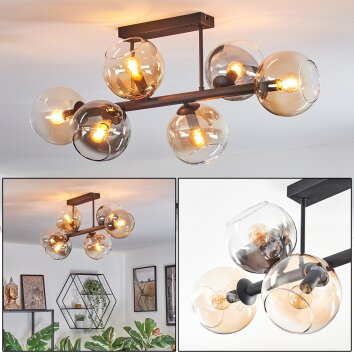 Koyoto Plafoniera, Lampada a sfera Ambrato, Chiaro, Grigio fumo, 6-Luci