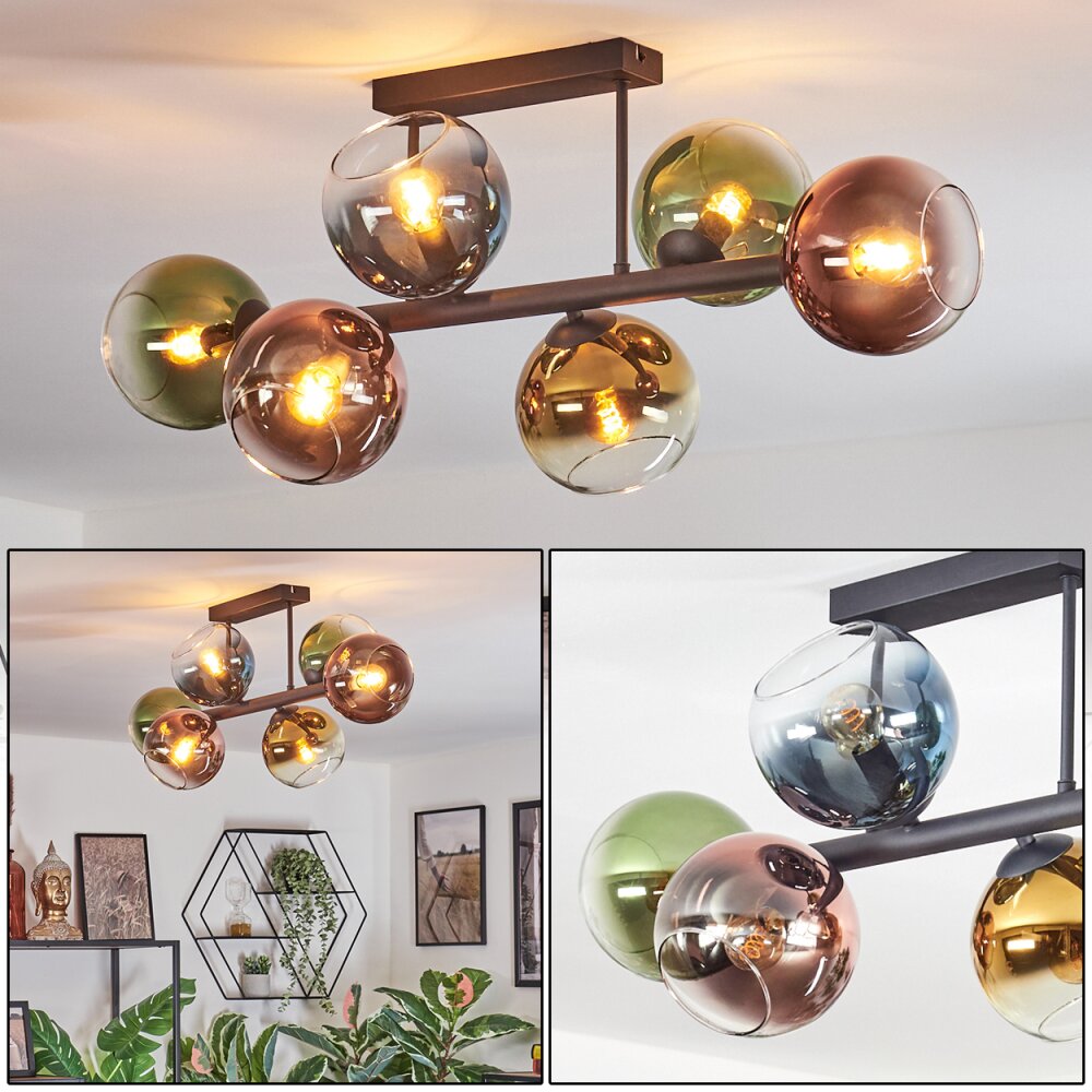 Koyoto Plafoniera, Lampada a sfera Blu, Oro, Verde, Chiaro, Ramato, 6-Luci main product photo
