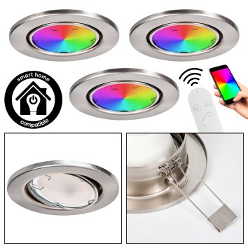 Osran Plafoniera da incasso, Faretto da soffitto, Lampada da incasso LED Nichel opaco, 3-Luci, Telecomando
