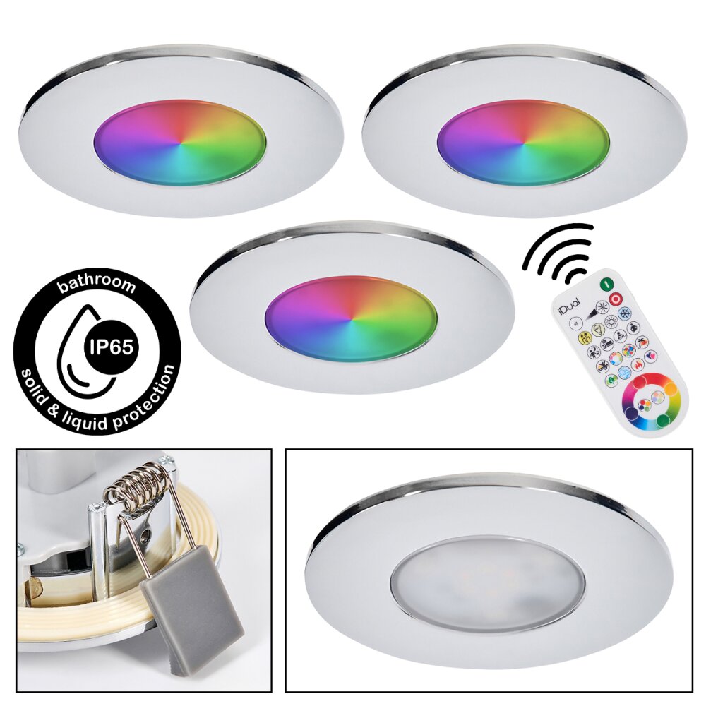 Paron Plafoniera da incasso, Faretto da soffitto, Lampada da incasso LED Cromo, 3-Luci, Telecomando main product photo