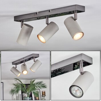 Javel Plafoniera, Faretto da soffitto Cromo, Grigio, 3-Luci