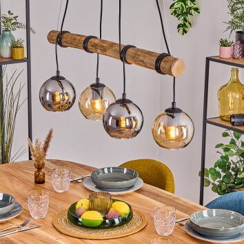 Koyoto Lampadario a sospensione, Lampada a sfera, Lampada a sospensione Écru, Nero, 4-Luci