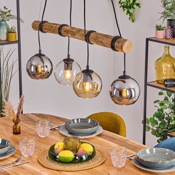 Koyoto Lampadario a sospensione, Lampada a sfera, Lampada a sospensione Écru, Nero, 4-Luci
