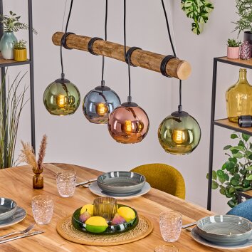 Koyoto Lampadario a sospensione, Lampada a sfera, Lampada a sospensione Écru, Nero, 4-Luci