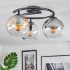 Koyoto Plafoniera, Lampada a sfera Ambrato, Chiaro, Grigio fumo, 3-Luci