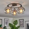 Koyoto Plafoniera, Lampada a sfera Cromo, Chiaro, Grigio fumo, 3-Luci