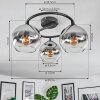 Koyoto Plafoniera, Lampada a sfera Cromo, Chiaro, Grigio fumo, 3-Luci