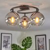 Koyoto Plafoniera, Lampada a sfera Cromo, Chiaro, Grigio fumo, 3-Luci
