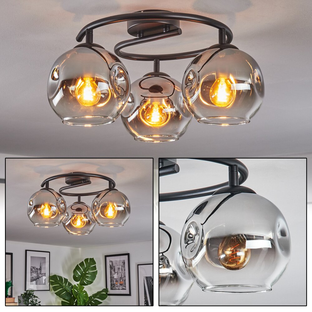 Ripoll Plafoniera, Lampada a sfera Cromo, Chiaro, Grigio fumo, 3-Luci main product photo