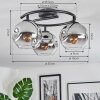 Ripoll Plafoniera, Lampada a sfera Cromo, Chiaro, Grigio fumo, 3-Luci