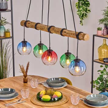 Koyoto Lampadario a sospensione, Lampada a sfera, Lampada a sospensione Écru, Nero, 5-Luci