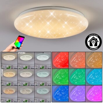 Peran Plafoniera LED Bianco, 1-Luce, Cambia colore