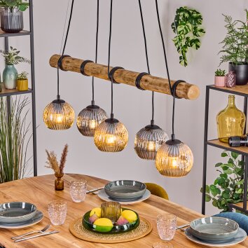 Ripoll Lampadario a sospensione, Lampada a sfera, Lampada a sospensione Écru, Nero, 5-Luci