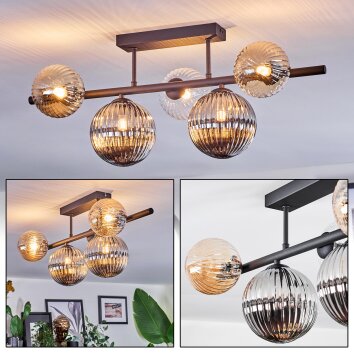 Chehalis Plafoniera, Lampada a sfera Ambrato, Chiaro, Grigio fumo, 5-Luci