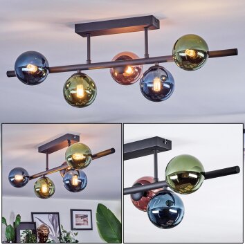 Chehalis Plafoniera, Lampada a sfera Blu, Verde, Ramato, 5-Luci