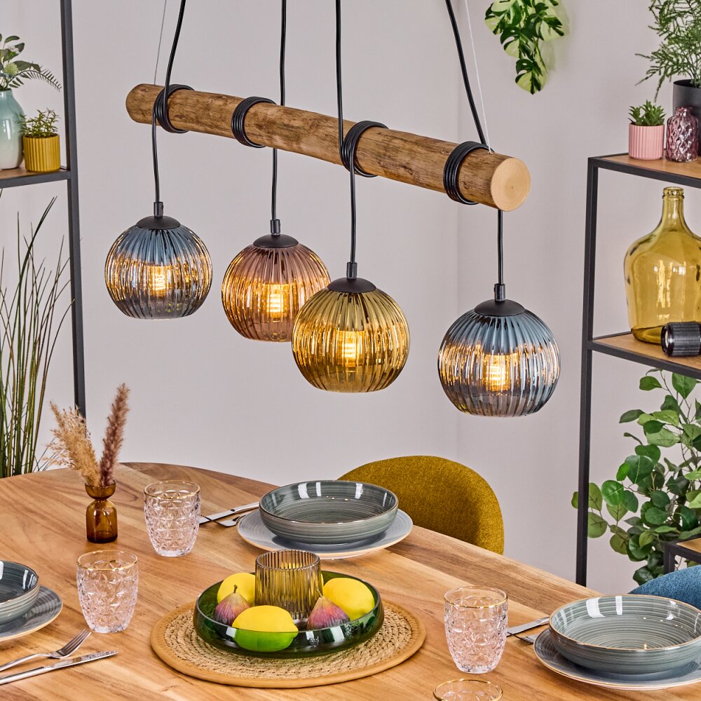Koyoto Lampadario a sospensione, Lampada a sfera, Lampada a sospensione Écru, Nero, 4-Luci main product photo