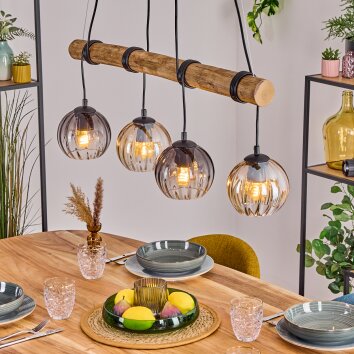 Koyoto Lampadario a sospensione, Lampada a sfera, Lampada a sospensione Écru, Nero, 4-Luci