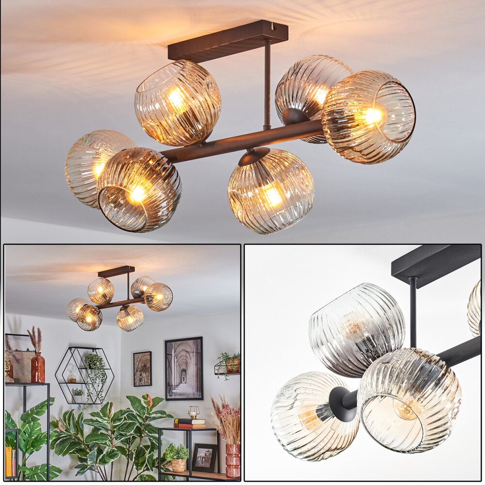Ripoll Plafoniera, Lampada a sfera Ambrato, Chiaro, Grigio fumo, 6-Luci main product photo