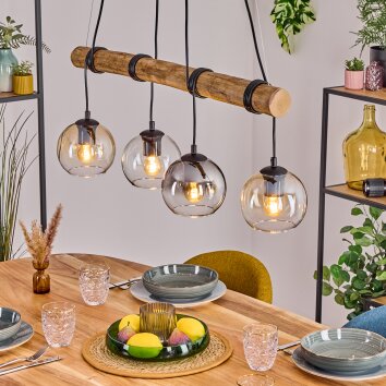 Koyoto Lampadario a sospensione, Lampada a sfera, Lampada a sospensione Écru, Nero, 4-Luci