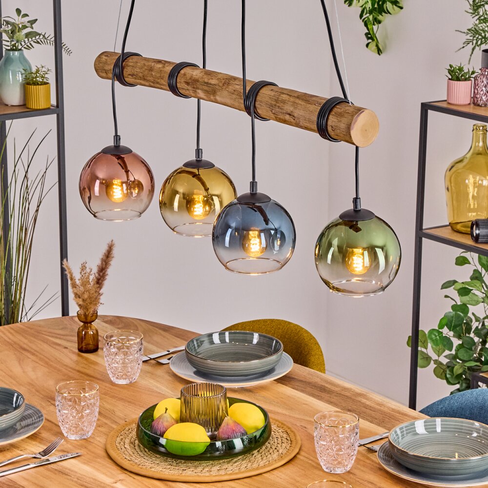 Koyoto Lampadario a sospensione, Lampada a sfera, Lampada a sospensione Écru, Nero, 4-Luci main product photo