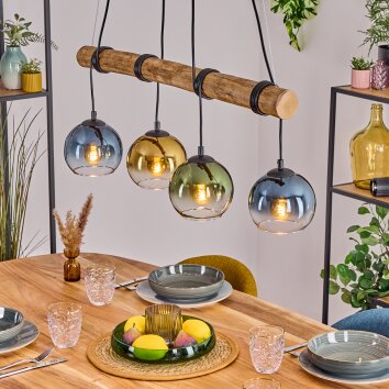 Koyoto Lampadario a sospensione, Lampada a sfera, Lampada a sospensione Écru, Nero, 4-Luci