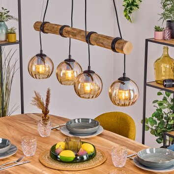 Koyoto Lampadario a sospensione, Lampada a sfera, Lampada a sospensione Écru, Nero, 4-Luci