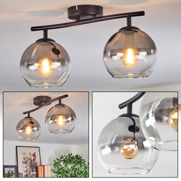 Koyoto Plafoniera, Lampada a sfera Chiaro, Grigio fumo, 2-Luci