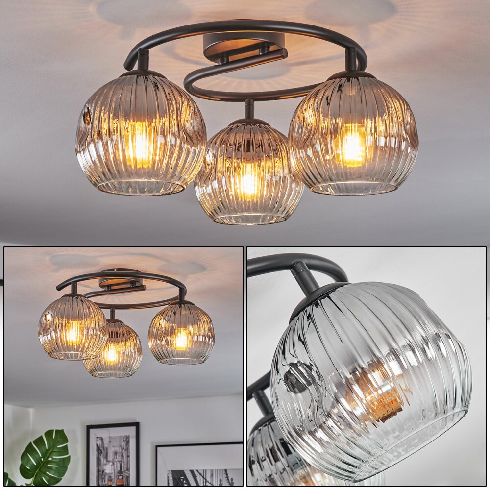 Ripoll Plafoniera, Lampada a sfera Chiaro, Grigio fumo, 3-Luci main product photo