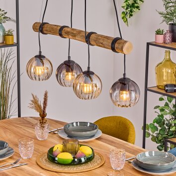 Koyoto Lampadario a sospensione, Lampada a sfera, Lampada a sospensione Écru, Nero, 4-Luci Koyoto Lampadario a sospensione, Lampada a sfera, Lampada a sospensione Écru, Nero, 4-Luci