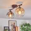 Koyoto Plafoniera, Lampada a sfera Ambrato, Chiaro, Grigio fumo, 2-Luci