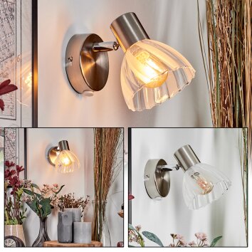 Saire Applique, Faretto da parete Cromo, Nichel opaco, 1-Luce