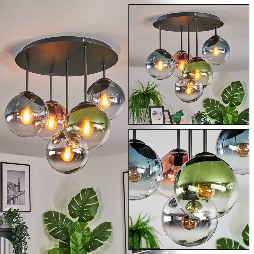 Gastor Plafoniera, Lampada a sfera 37 cm Blu, Cromo, Verde, Chiaro, Ramato, Grigio fumo, 5-Luci main product photo