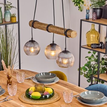 Koyoto Lampadario a sospensione, Lampada a sfera, Lampada a sospensione Écru, Nero, 3-Luci