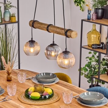 Koyoto Lampadario a sospensione, Lampada a sfera, Lampada a sospensione Écru, Nero, 3-Luci