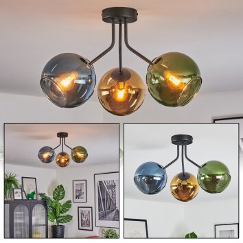 Koyoto Plafoniera, Lampada a sfera Blu, Oro, Verde, 3-Luci