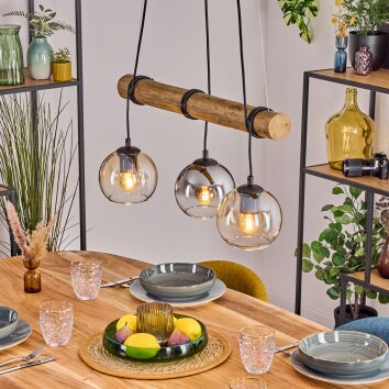 Koyoto Lampadario a sospensione, Lampada a sfera, Lampada a sospensione Écru, Nero, 3-Luci Koyoto Lampadario a sospensione, Lampada a sfera, Lampada a sospensione Écru, Nero, 3-Luci