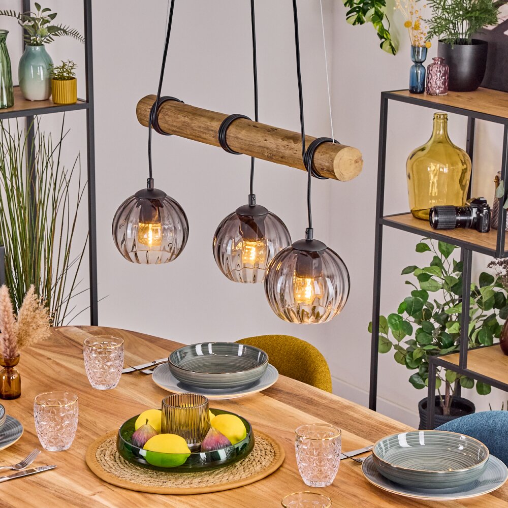 Koyoto Lampadario a sospensione, Lampada a sfera, Lampada a sospensione Écru, Nero, 3-Luci main product photo