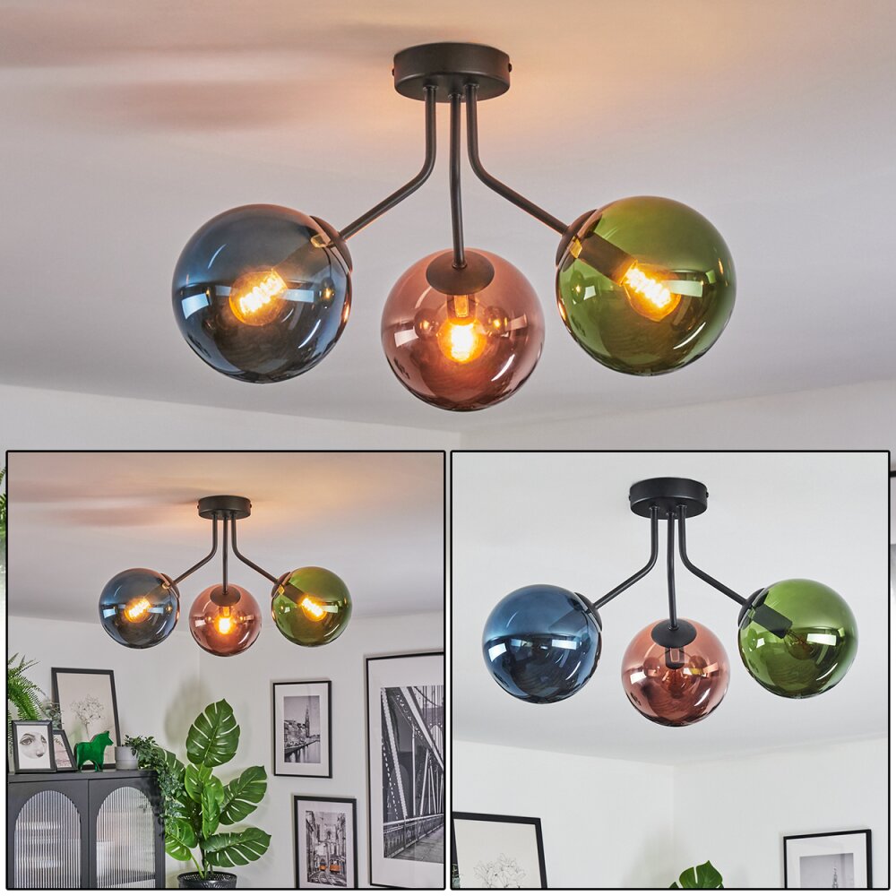 Gastor Plafoniera, Lampada a sfera Blu, Verde, Ramato, 3-Luci main product photo