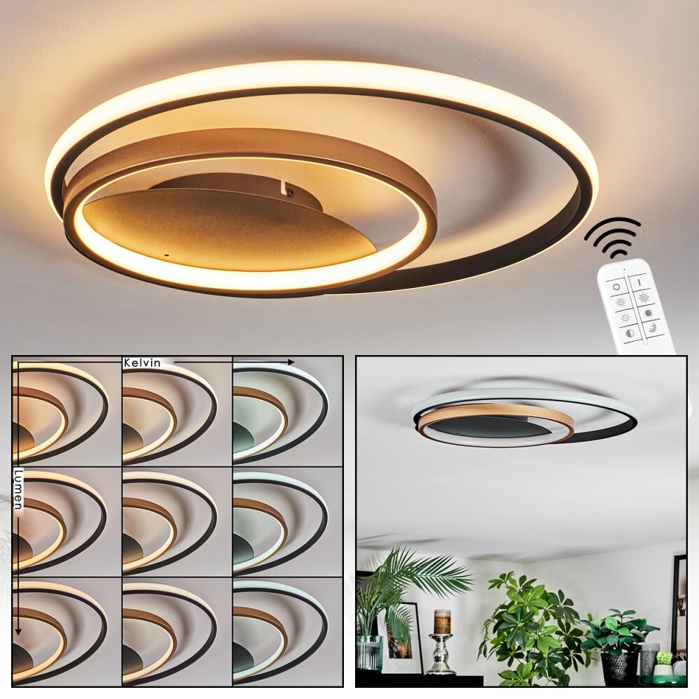 Trapani Plafoniera LED Oro, Nero, 1-Luce, Telecomando main product photo