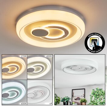 Rarel Plafoniera LED Argento, Bianco, 1-Luce