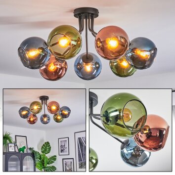 Koyoto Plafoniera, Lampada a sfera 82 cm Blu, Verde, Ramato, 7-Luci